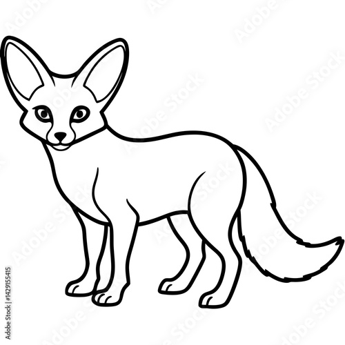 Minimal Fennec Fox Line Drawing Vector Design
