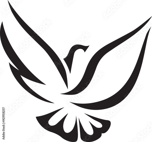 dove logo design silhouette style vector minimal vector art illustration on a white background

