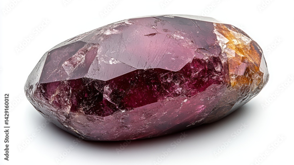 Realistic close-up of a flawless garnet gemstone with smooth texture, isolated on white background Realistic close-up of a flawless garnet gemstone with smooth texture, isolated on white background