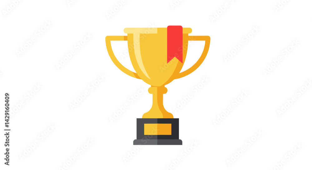Golden Trophy Cup with Ribbon Winner Vector Icon Golden Trophy Cup with Ribbon Winner Vector Icon