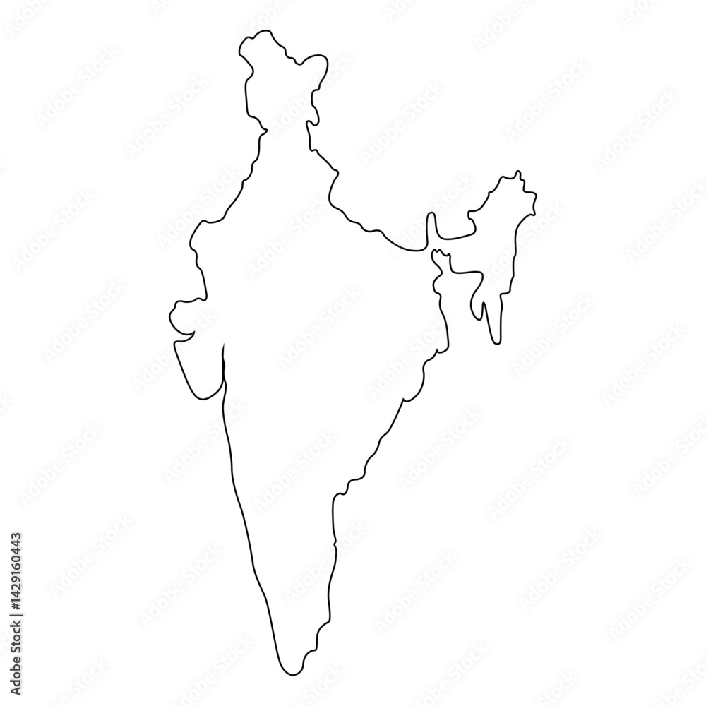 Fototapeta premium India map line art vector design. India map outline illustration design.