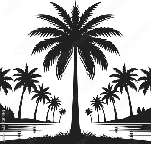Palm Tree Vector, Very Simple Minimalist Tree Vector Art for Design, Tree Design Elements