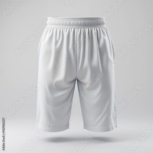 White Sport Shorts Mockup Hanging with Drawstring Waist Design