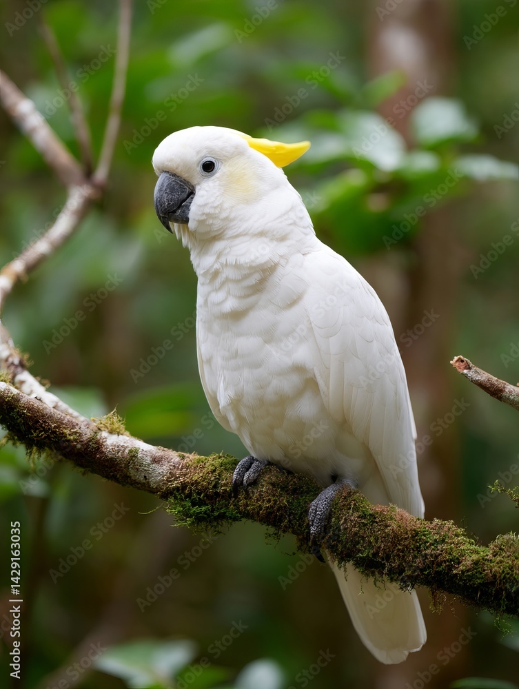 Fototapeta premium A white parrot sitting on a branch in a tree