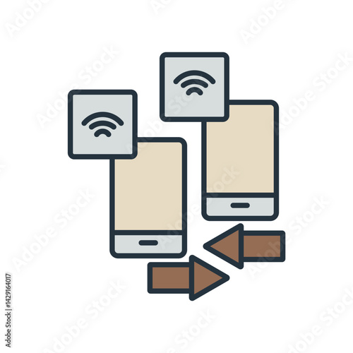 mobile transfer icons isolated on White Background. Flat style design