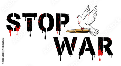  Not a bad call. Stop war illustration with dove and bullet