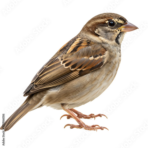 Sparrow Bird Standing - Realistic Wildlife Illustration for Nature Art & Decor on transparent background.