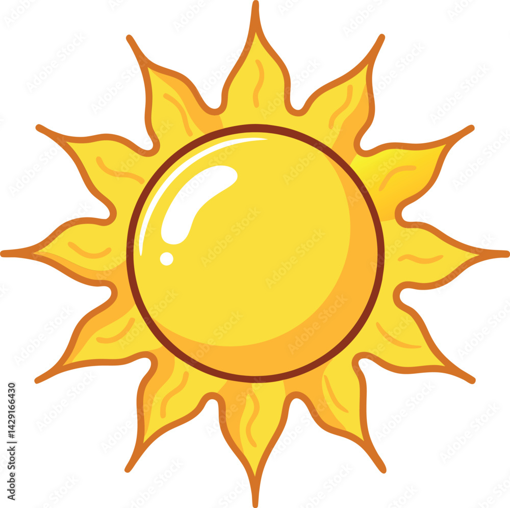 Vector Illustration of Sun with Stylized Rays – Radiant Sun Design for Weather Icons, Summer Projects, and Seasonal Graphic Elements Vector Illustration of Sun with Stylized Rays – Radiant Sun Design for Weather Icons, Summer Projects, and Seasonal Graphic Elements