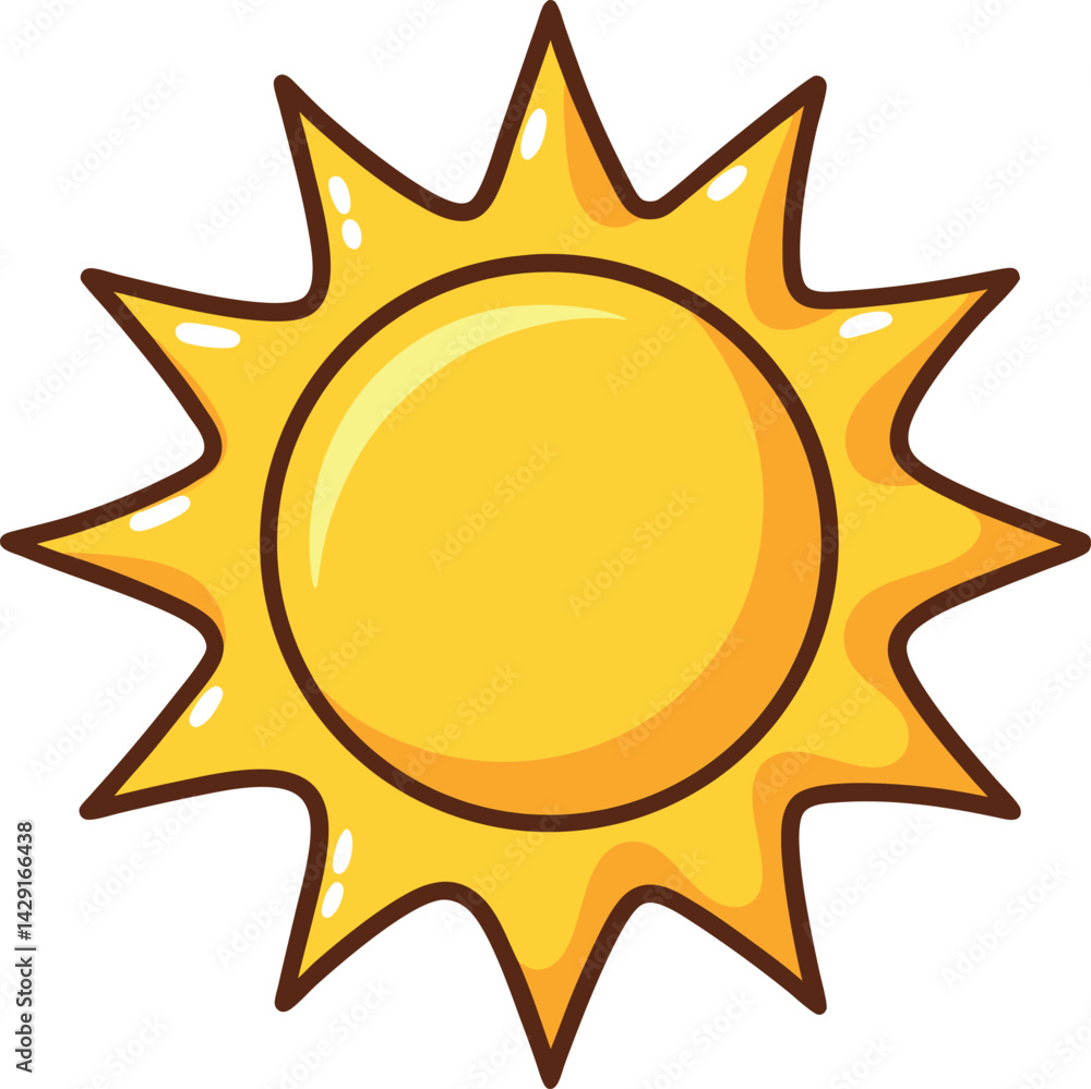 Vector Illustration of Sun with Stylized Rays – Radiant Sun Design for Weather Icons, Summer Projects, and Seasonal Graphic Elements Vector Illustration of Sun with Stylized Rays – Radiant Sun Design for Weather Icons, Summer Projects, and Seasonal Graphic Elements
