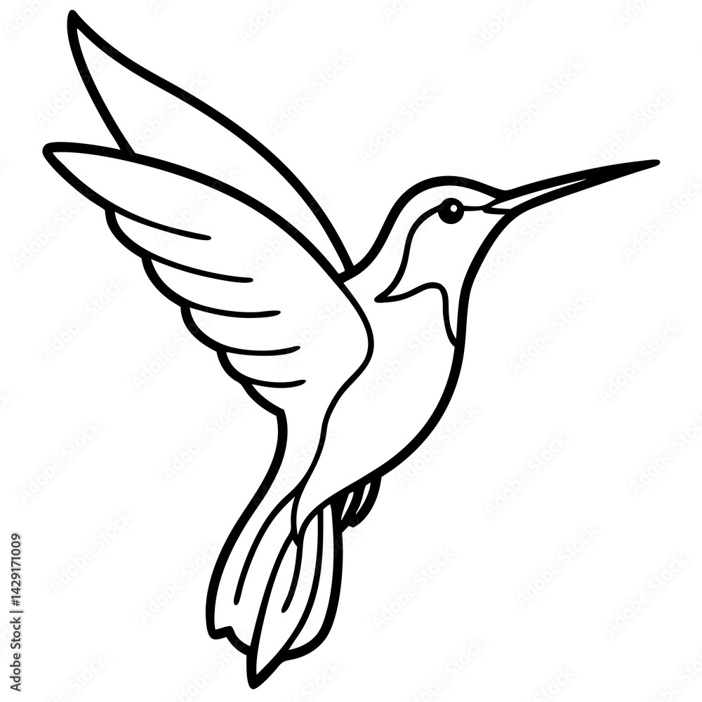Obraz premium Simple Hummingbird in Continuous Line Vector