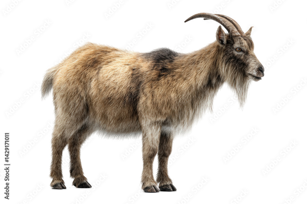 Fototapeta premium Goat standing side profile isolated over png transparent background 