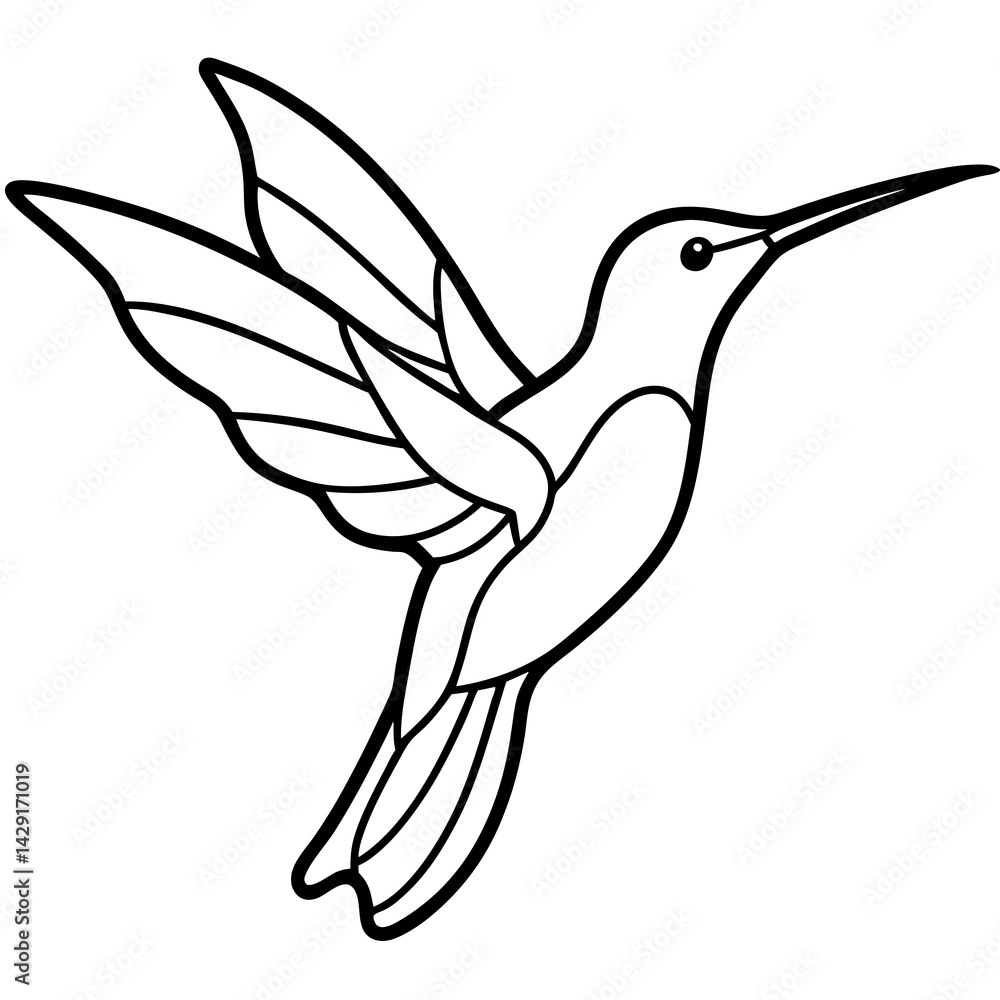 Obraz premium Simple Hummingbird in Continuous Line Vector