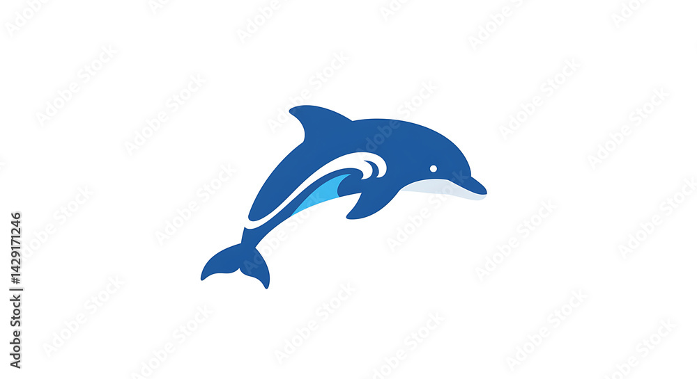 Fototapeta premium Blue Dolphin Illustration on White Background