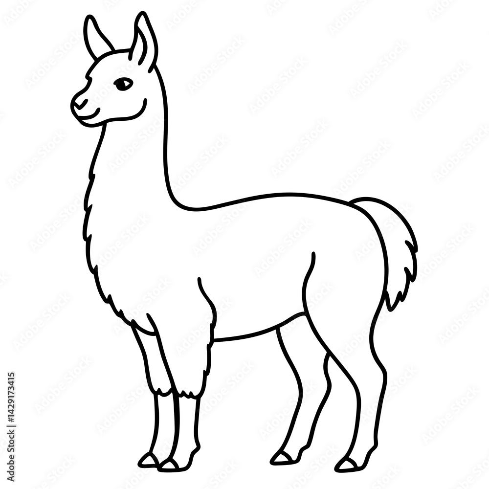 Fototapeta premium Simple Llama One-Line Vector Artwork