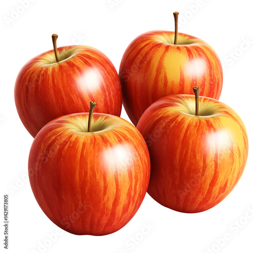 Fresh Red Yellow Apples - Organic Healthy Fruit for Daily Diet & Grocery Needs on transparent background .