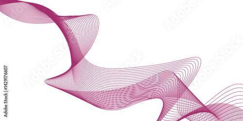 Abstract vector background with pink wavy lines. Dynamic curved flowing lines abstract background, Vector illustration