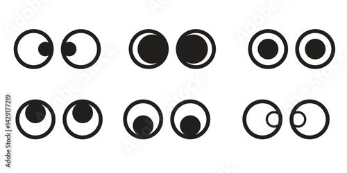 Set of Black and White Abstract Eye Shapes. Vector Illustration on White Background
