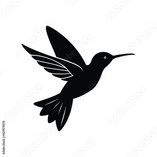 hummingbird sipping nectar mid air silhouette art