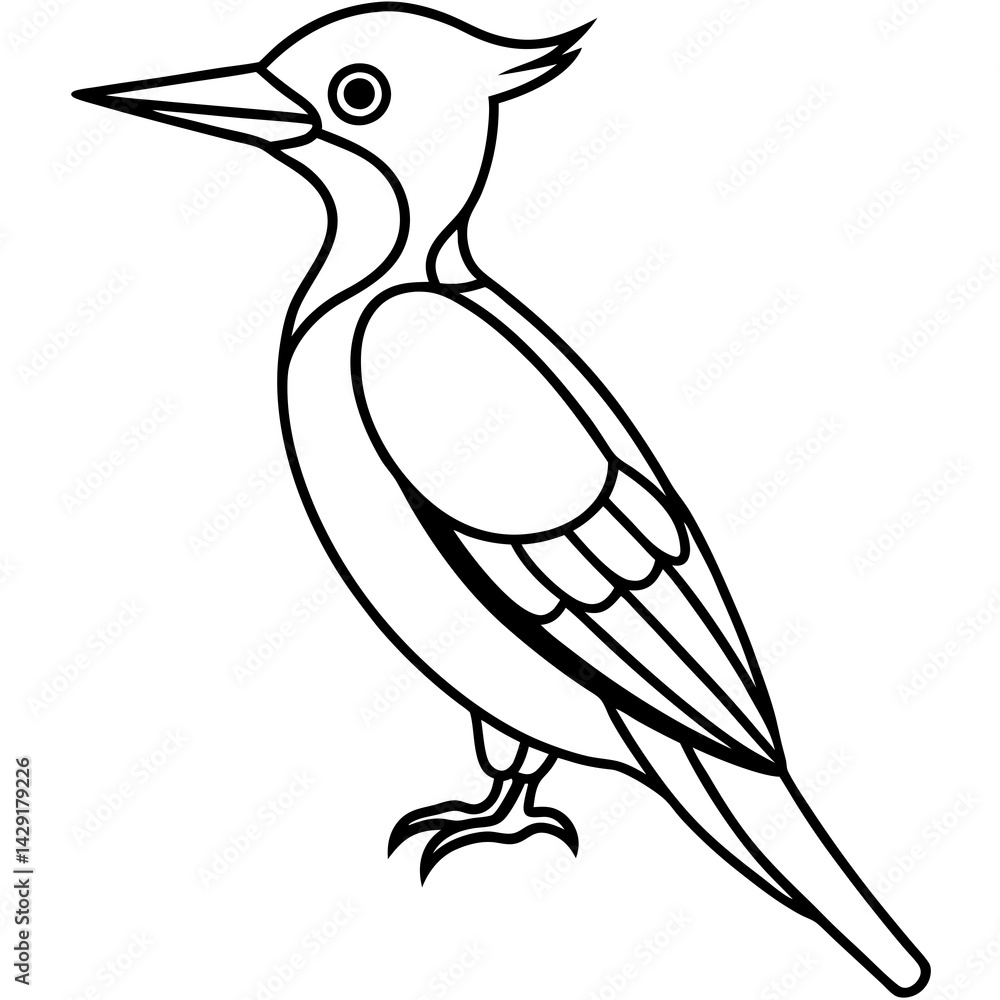 Obraz premium Single Line Woodpecker Vector Art