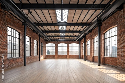 Wallpaper Mural Spacious Brick Loft with Large Windows and Wooden Floor Torontodigital.ca