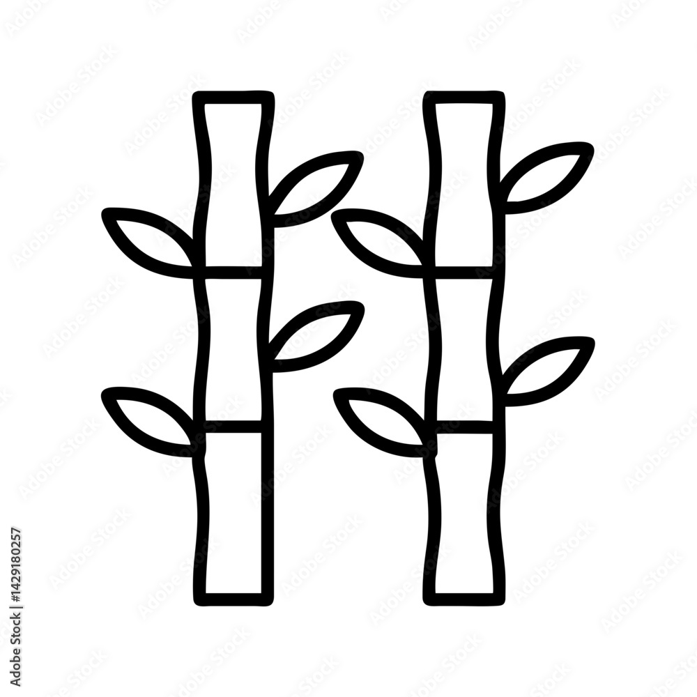 Bamboo forest vector illustration, bamboo stalks with leaves, oriental zen garden design element, flora Bamboo forest vector illustration, bamboo stalks with leaves, oriental zen garden design element, flora