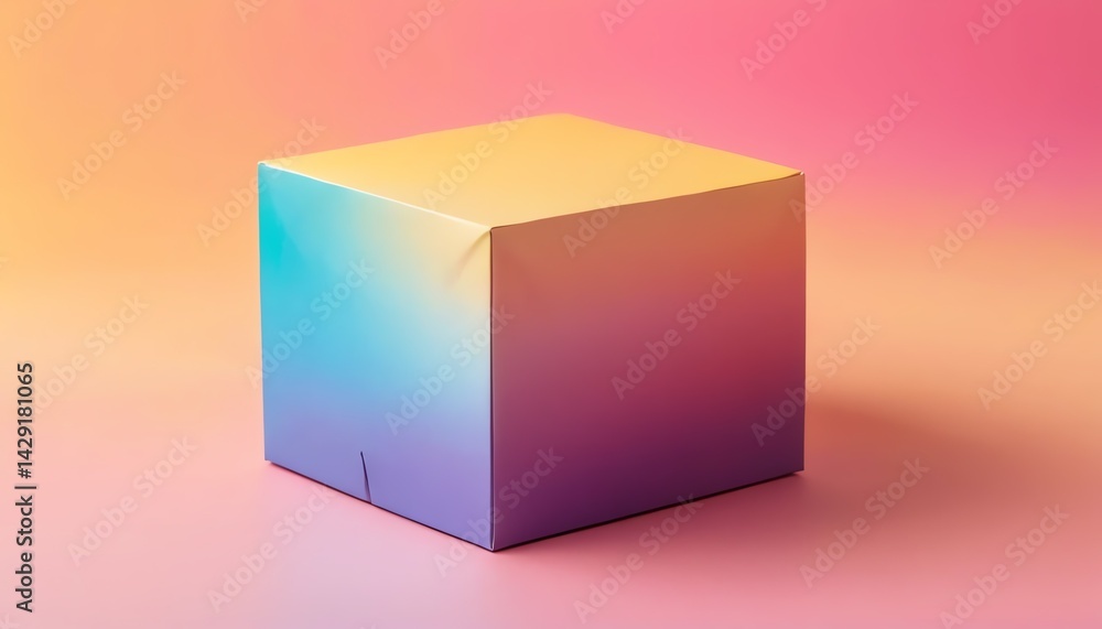 Fototapeta premium Colorful ombre cube box on pastel background ideal for product display presentation mock up design