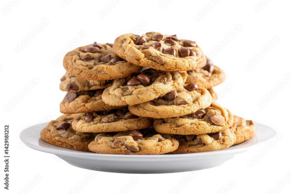 Stack of chocolate cookies isolated over png transparent background Stack of chocolate cookies isolated over png transparent background