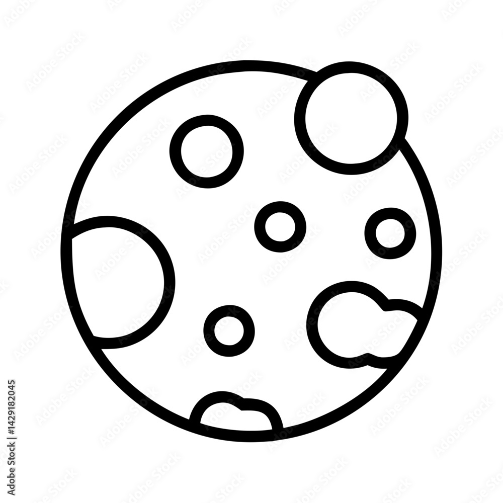 Fototapeta premium Outline moon vector, space moon, astronomy moon, crater moon, planet moon, celestial moon vector art