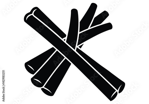 chinnamon silhouette  stick isolated on white background
