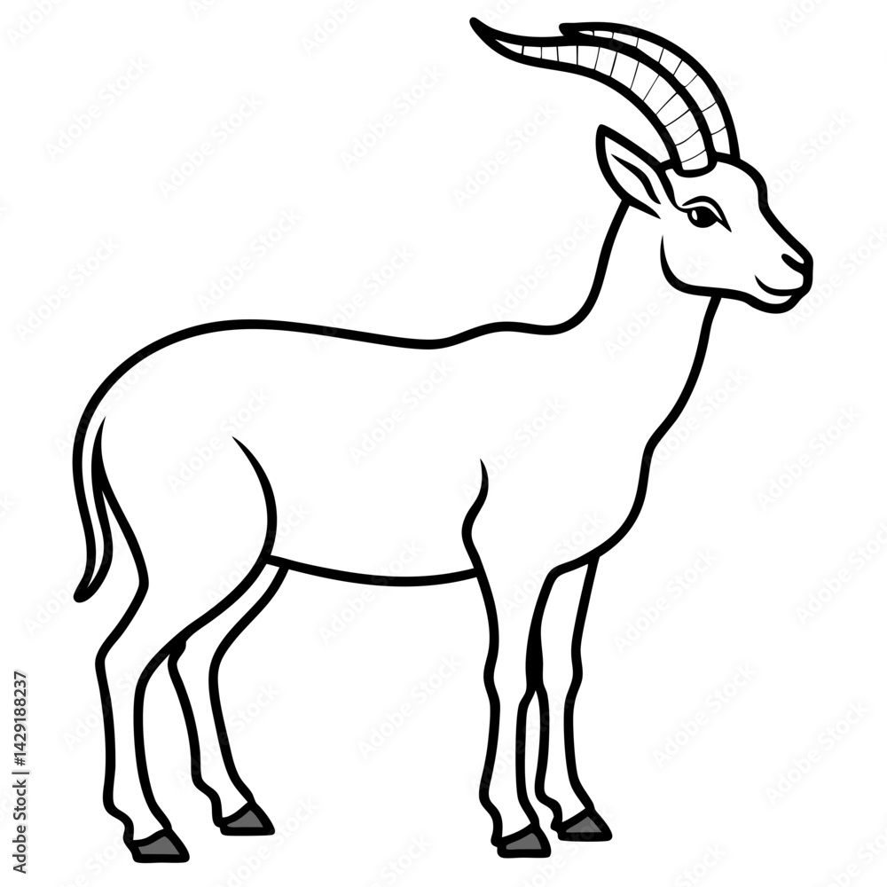 Fototapeta premium Sleek Ibex Line Art Vector