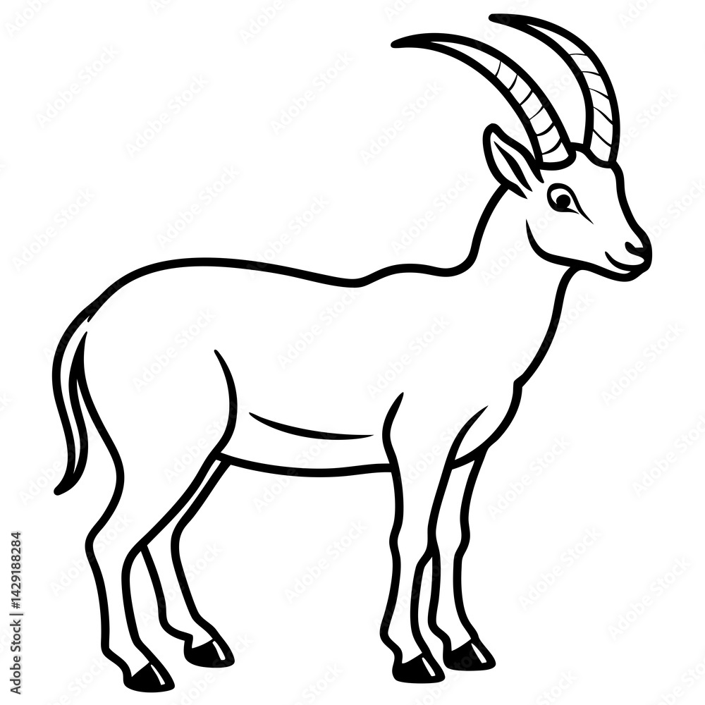 Fototapeta premium Sleek Ibex Line Art Vector