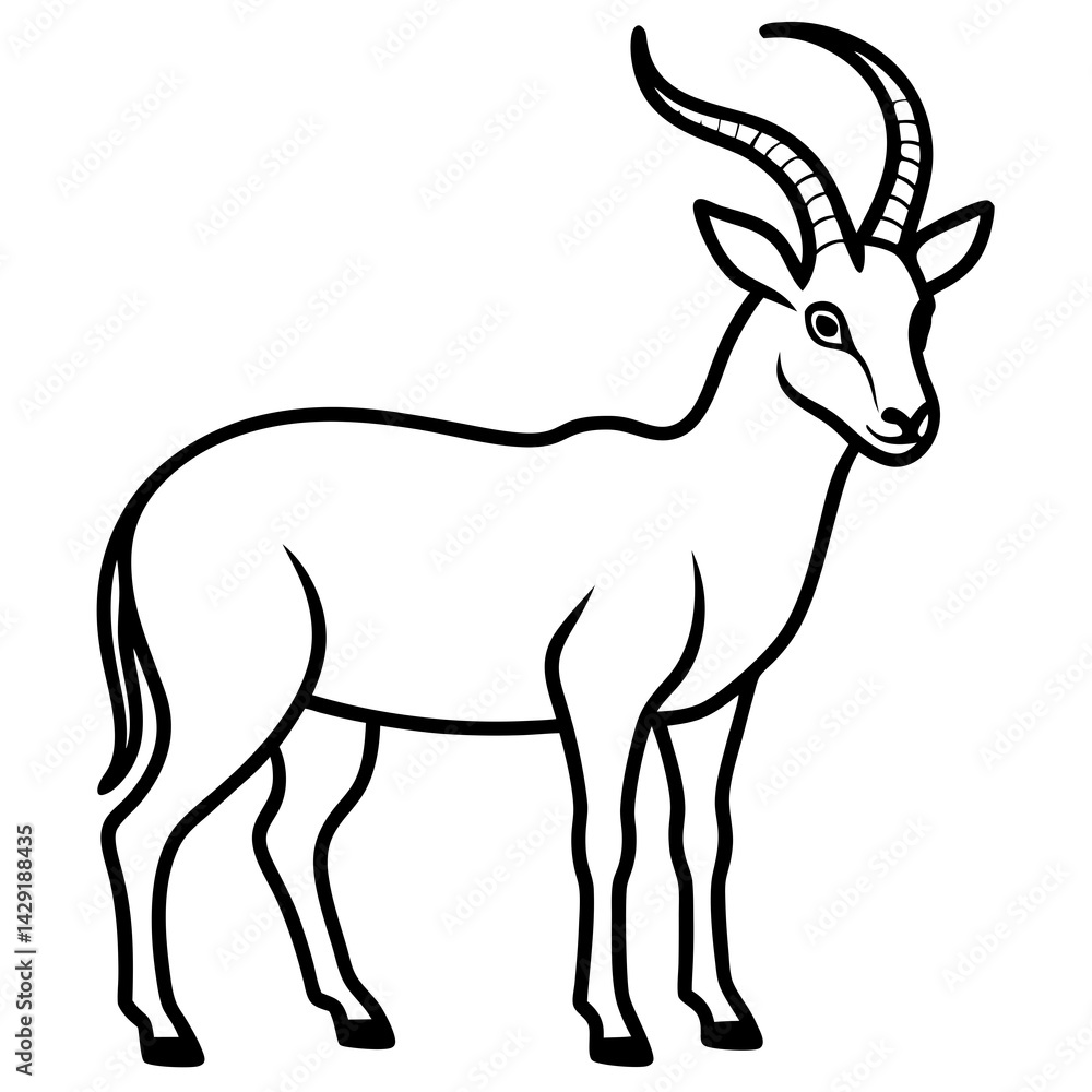 Fototapeta premium Sleek Ibex Line Art Vector