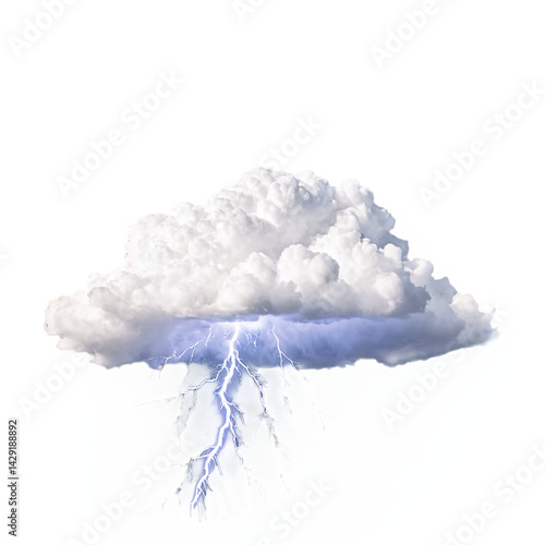 stormy lightning rain cloud isolated on transparent background