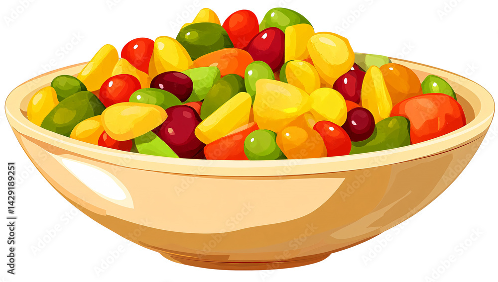 Colorful fruit salad with pineapple, strawberry, grape, apple, and mandarin slices – vibrant tropical fruit mix vector illustration PNG Colorful fruit salad with pineapple, strawberry, grape, apple, and mandarin slices – vibrant tropical fruit mix vector illustration PNG