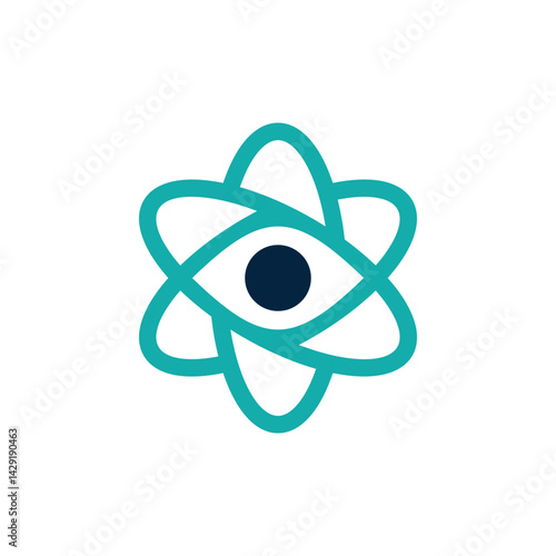 science eye vision symbol flat line logo design