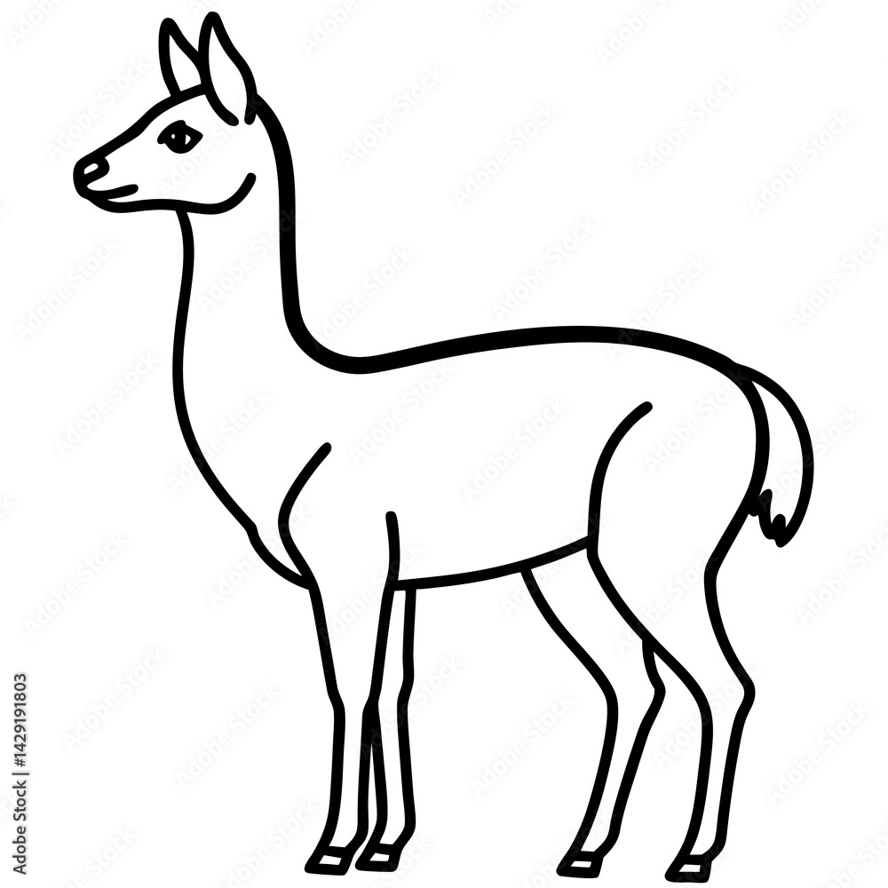 Sleek Vicuna One-Line Vector Art Sleek Vicuna One-Line Vector Art