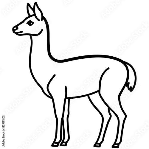 Sleek Vicuna One-Line Vector Art