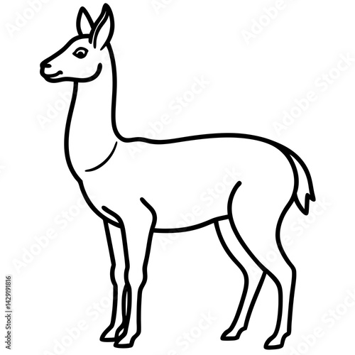 Sleek Vicuna One-Line Vector Art