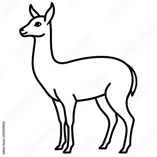 Sleek Vicuna One-Line Vector Art