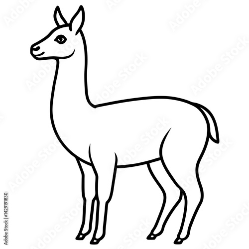 Sleek Vicuna One-Line Vector Art