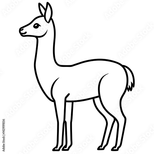 Sleek Vicuna One-Line Vector Art