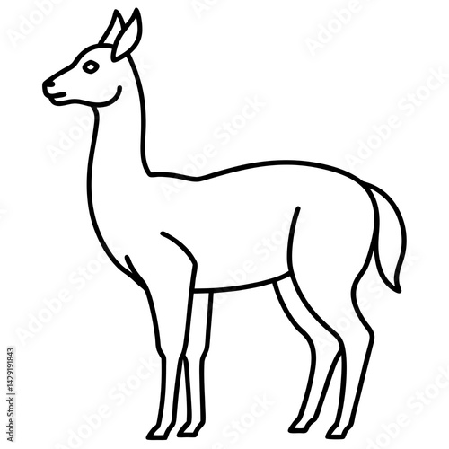 Sleek Vicuna One-Line Vector Art
