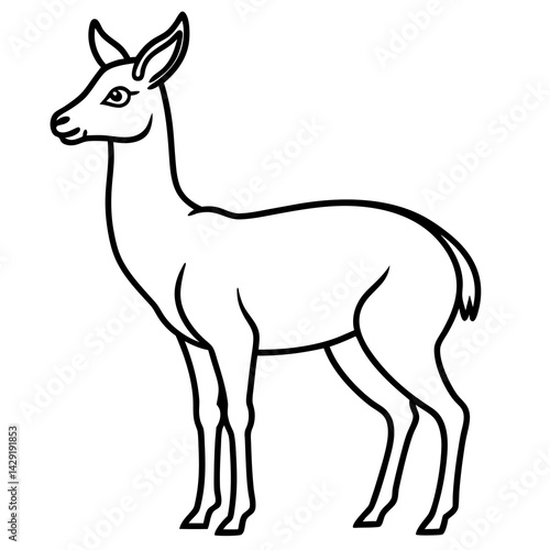Sleek Vicuna One-Line Vector Art