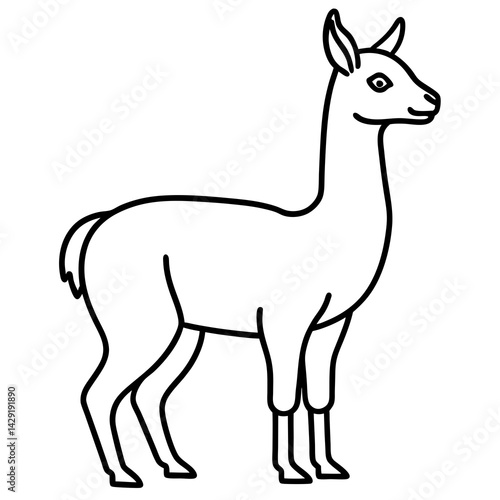 Sleek Vicuna One-Line Vector Art