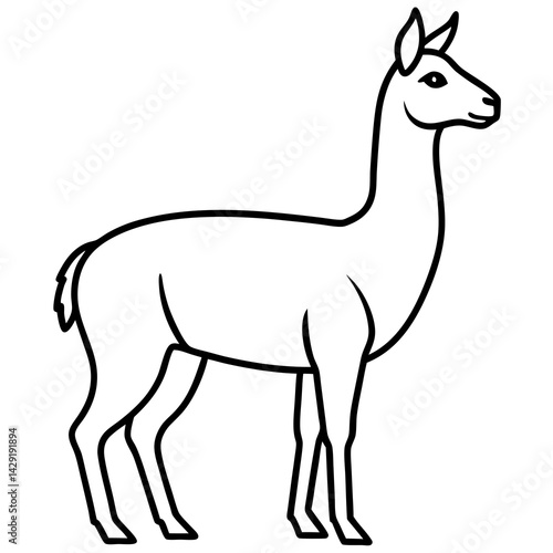 Sleek Vicuna One-Line Vector Art