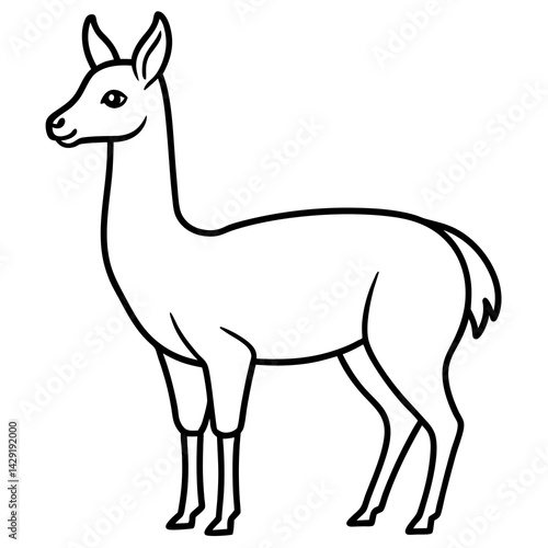 Sleek Vicuna One-Line Vector Art