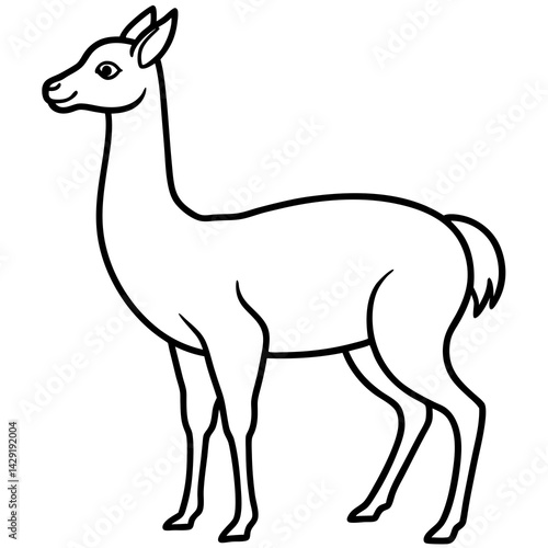 Sleek Vicuna One-Line Vector Art