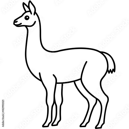 Sleek Vicuna One-Line Vector Art