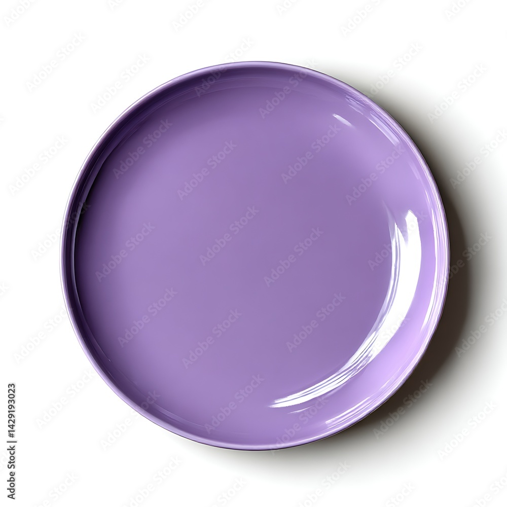Fototapeta premium A top-down view of a solid purple dinner plate isolated on a clean white background