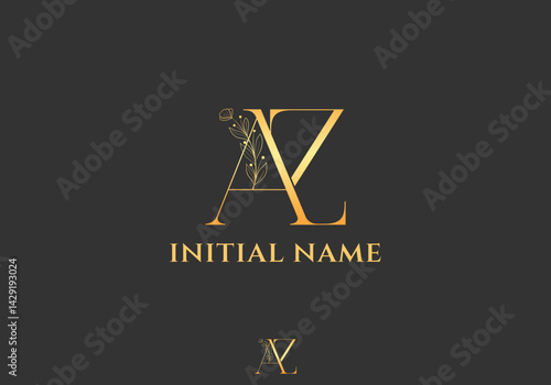 Letter AZ Beauty Logo with Flourish Ornament Luxury